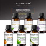 MAJESTIC PURE Aromatherapy Essential Oils Set, Includes Lavender, Peppermint, Lemongrass, Orange, Eucalyptus & Clove Oils - Pack of 6-10 ml each