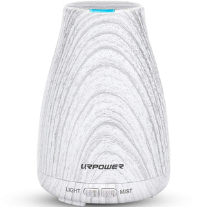 URPOWER 2nd Version Essential Oil Diffuser Aroma Essential Oil Cool Mist Humidifier with Adjustable Mist Mode,Waterless Auto Shut-Off and 7 Color LED Lights Changing for Home (White)