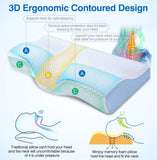 Winjoy Contour Memory Foam Pillow Orthopedic Sleeping Pillows, Ergonomic Cervical Pillow for Neck Pain - for Side Sleepers, Back and Stomach Sleepers, Free Pillowcase Included