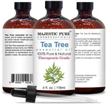 MAJESTIC PURE Tea Tree Oil - Pure and Natural Therapeutic Grade Tea Tree Essential Oil - Melaleuca Alternifolia - 4 fl oz