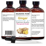 Majestic Pure Ginger Root Essential Oil, Pure and Natural with Therapeutic Grade, Premium Quality Ginger Root Oil, 4 fl. oz.