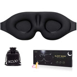 MZOO Sleep Eye Mask for Men Women, 3D Contoured Cup Sleeping Mask & Blindfold with Ear Plug, Concave Molded Night Sleep Mask, Block Out Light, Soft Comfort Eye Shade Cover for Travel Yoga Nap, Black