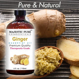 Majestic Pure Ginger Root Essential Oil, Pure and Natural with Therapeutic Grade, Premium Quality Ginger Root Oil, 4 fl. oz.