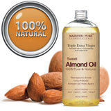 Majestic Pure Sweet Almond Oil, Super Triple A Grade Quality, Pure and Natural from Spain, Cold Pressed, 16 fl oz.