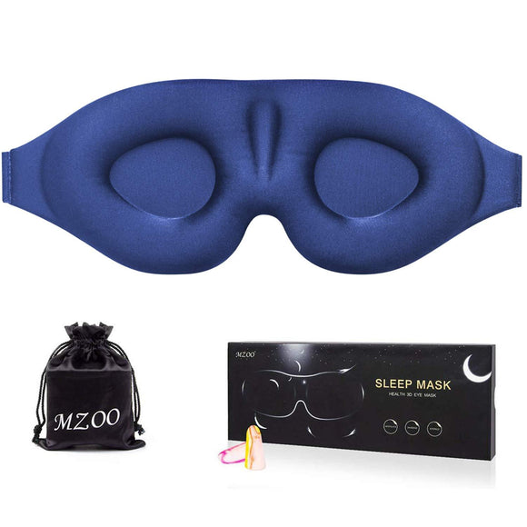 MZOO Sleep Eye Mask for Men Women, 3D Contoured Cup Sleeping Mask & Blindfold with Ear Plug, Concave Molded Night Sleep Mask, Block Out Light, Soft Comfort Eye Shade Cover for Travel Yoga Nap, Black