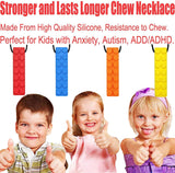 Sensory Chew Necklace Set, (8 Pack) Made from Food Grade Silicone Safety for Kids Teething, Silicone Chewy Sticks for Autistic, ADHD, Oral Motor Boys and Girls Children-Blue,Red,Yellow,Orange