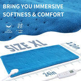 Electric Heating Pad for Pain Relief - Saferell Fast-Heating Pad for Back & Cramps, XL Size 12" x 24" with Ultra-Soft Moist/Dry Heat Therapy, 6 Temperature Settings & Auto Shut-Off