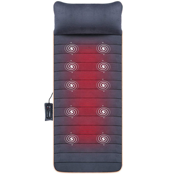 Massage Mat with 10 Vibrating Motors and 4 Therapy Heating pad Full Body Massager Cushion for Relieving Back Lumbar Leg Pain SL-363 Snailax