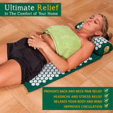 Nayoya Back and Neck Pain Relief - Acupressure Mat and Pillow Set - Relieves Stress, Back, Neck, and Sciatic Pain - Comes in a Carry Case for Storage and Travel - As Seen in USA Today